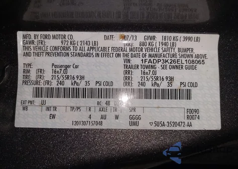 2014 Ford Focus Se z USA, uszkodzony, nr VIN 1FADP3K26EL108065